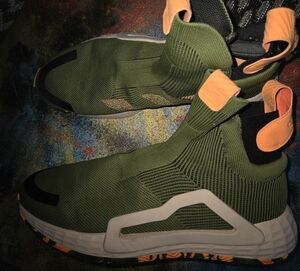 Adidas Green and Orange High-Top Sneakers